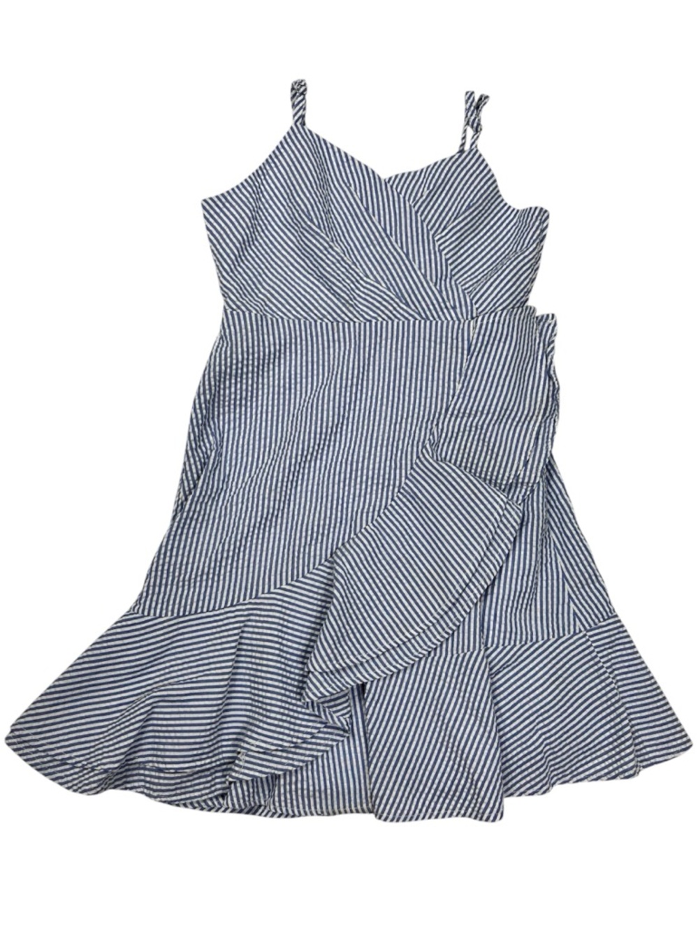 Rare Editions Stripe Seersucker Ruffle Dress Girl's Size 7